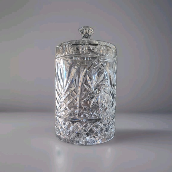 St. George Lead Crystal Biscuit Jar Canister Candy Jar with Lid 8.5" Stunning - Picture 5 of 7